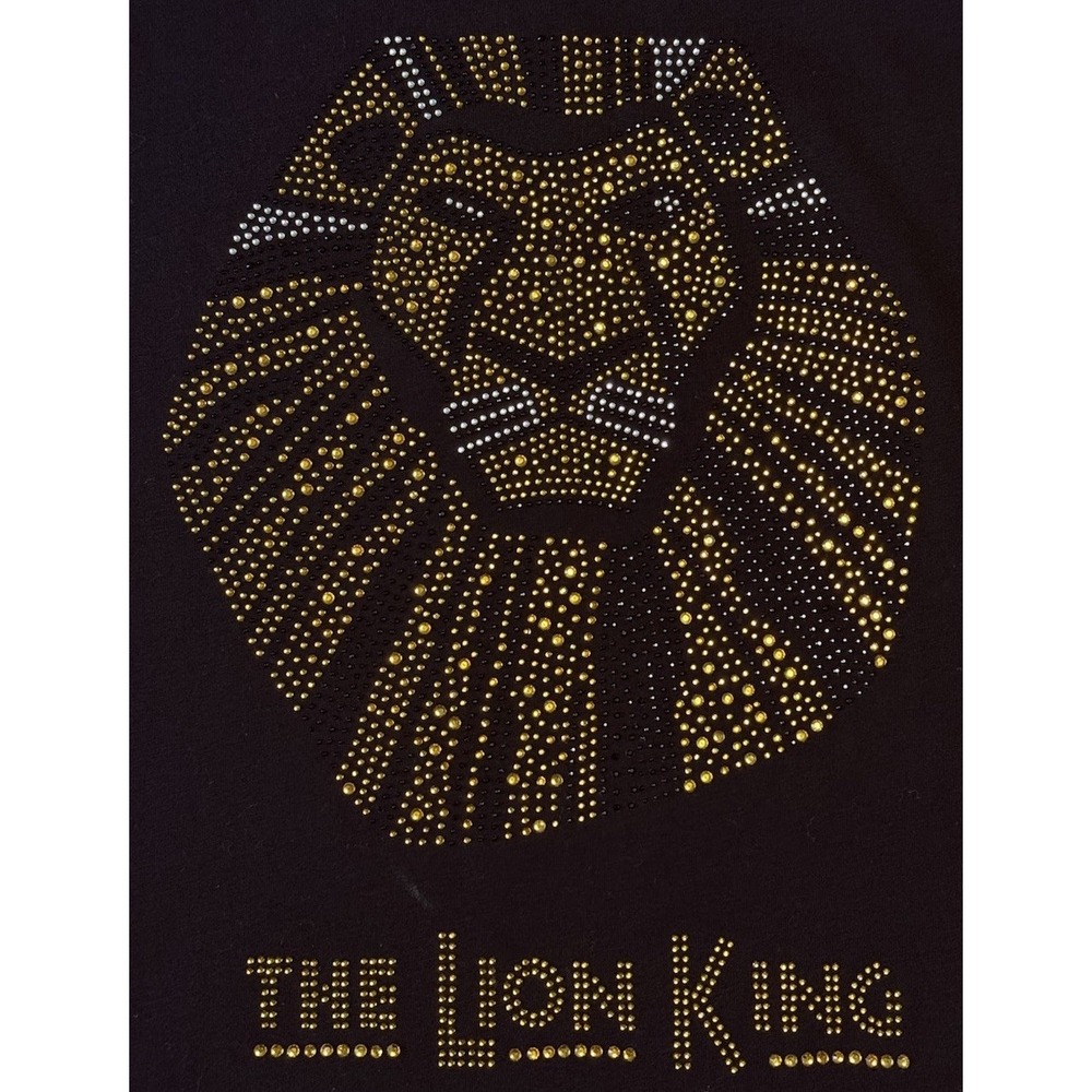 Disney Lion King   T-Shirt Women's Large  Black  With Gold & Silver Glitz Studs